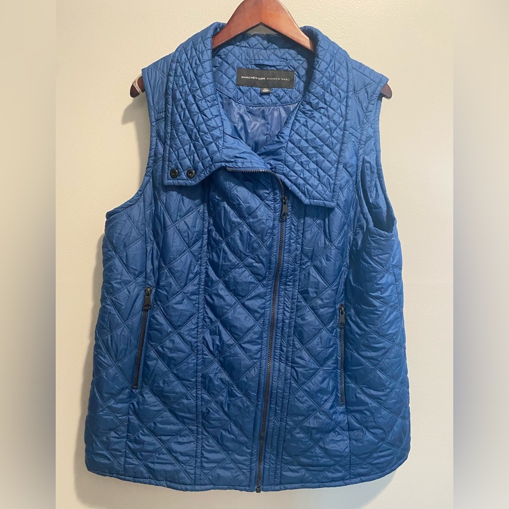 Marc New York Andrew Marc Asymmetric BLUE Zip Puffer Vest Size XXL